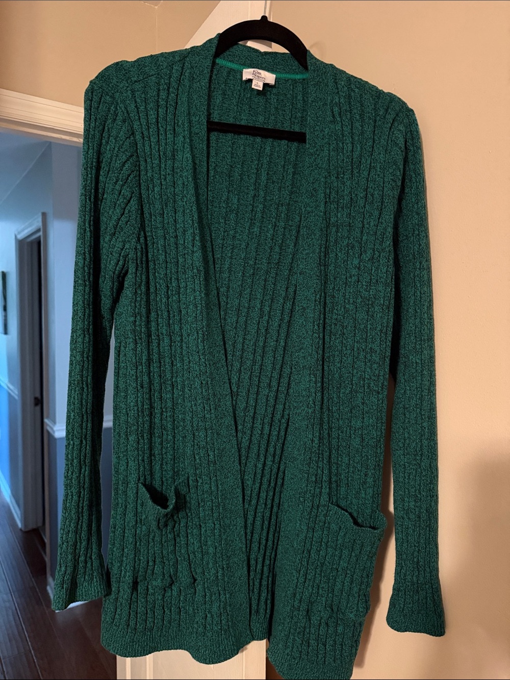 Kim Rogers Green Cable Knit Open Cardigan